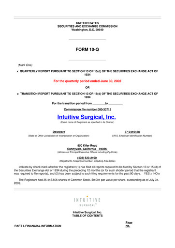 Thumbnail Intuitive Surgical 10-Q Quarterly Report FY 