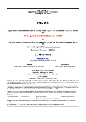 Thumbnail MicroVision 10-Q Quarterly Report FY2013 