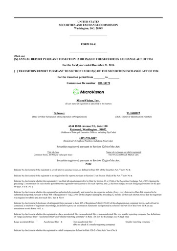 Thumbnail MicroVision 10-K Annual Report 2016