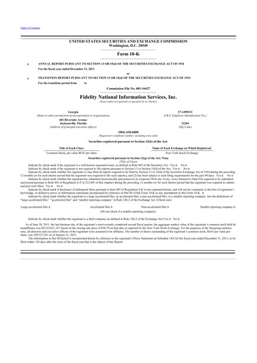 Thumbnail Fidelity National Information Services 10-K Annual Report 2011