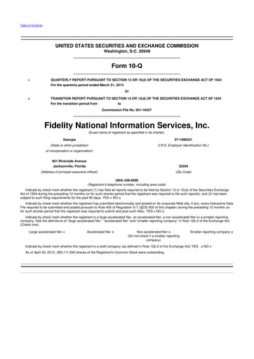 Thumbnail Fidelity National Information Services 10-Q Quarterly Report FY2013 