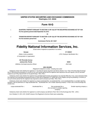 Thumbnail Fidelity National Information Services 10-Q Quarterly Report FY2013 