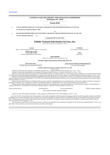 Thumbnail Fidelity National Information Services 10-K Annual Report 2015