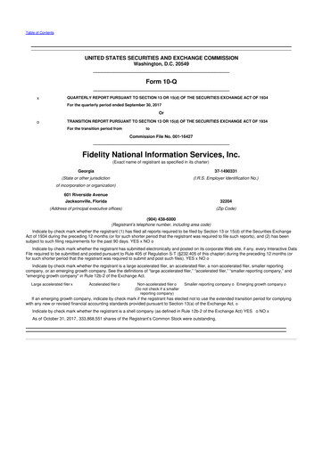 Thumbnail Fidelity National Information Services 10-Q Quarterly Report FY2017 
