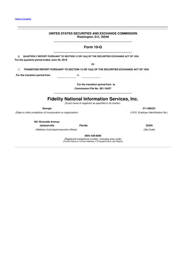 Thumbnail Fidelity National Information Services 10-Q Quarterly Report FY2019 