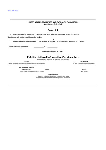 Thumbnail Fidelity National Information Services 10-Q Quarterly Report FY2020 