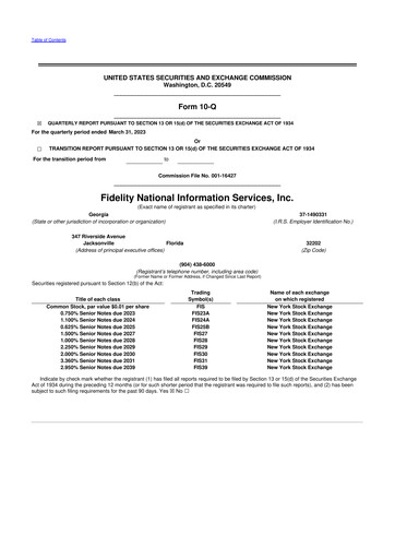 Thumbnail Fidelity National Information Services 10-Q Quarterly Report FY2023 