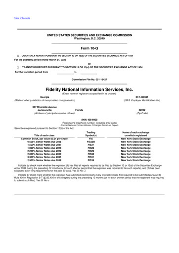 Thumbnail Fidelity National Information Services 10-Q Quarterly Report FY2025 