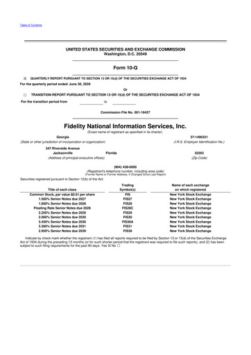 Thumbnail Fidelity National Information Services 10-Q Quarterly Report FY2026 