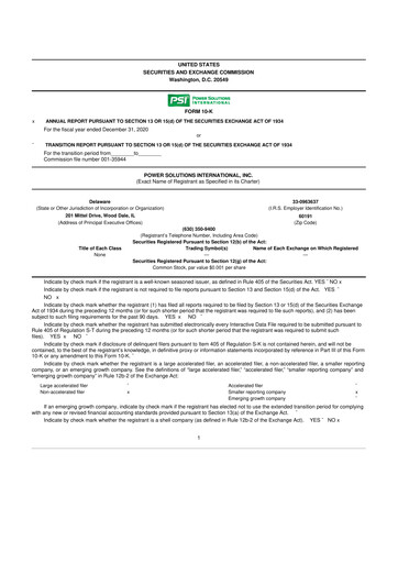 Thumbnail Power Solutions International 10-K Annual Report 2020