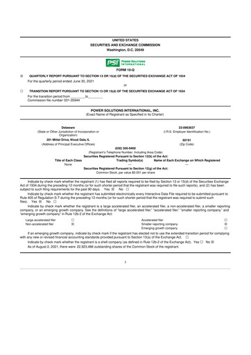 Thumbnail Power Solutions International 10-Q Quarterly Report FY2021 Q2