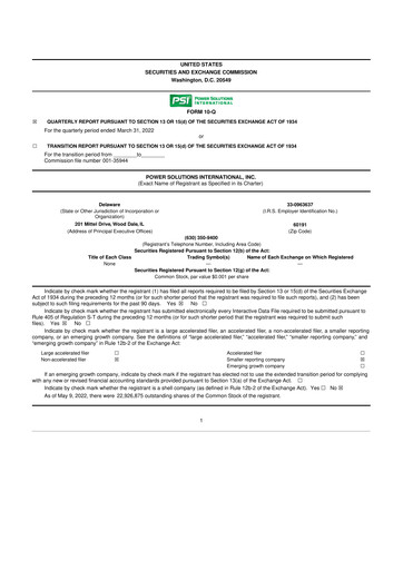 Thumbnail Power Solutions International 10-Q Quarterly Report FY2022 Q1