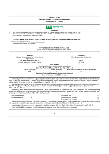 Thumbnail Power Solutions International 10-Q Quarterly Report FY2024 Q1