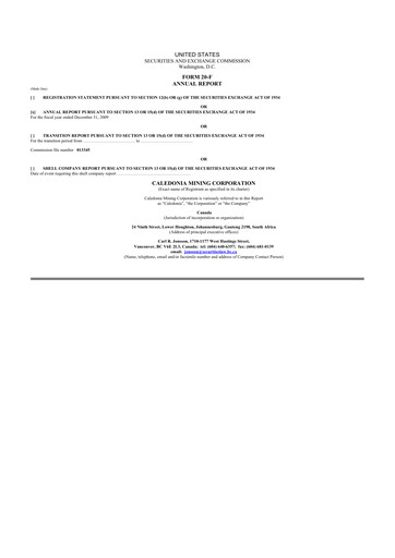 Thumbnail Caledonia Mining 20-F Annual Report 