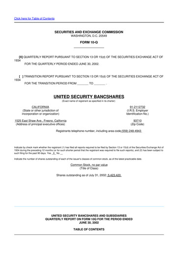 Thumbnail United Security Bancshares 10-Q Quarterly Report FY 
