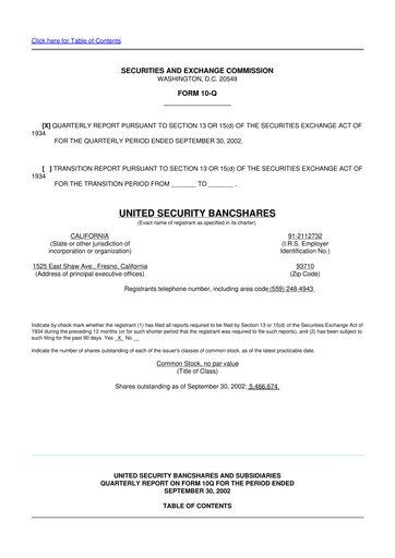 Thumbnail United Security Bancshares 10-Q Quarterly Report FY 