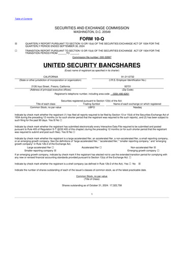 Thumbnail United Security Bancshares 10-Q Quarterly Report FY2024 