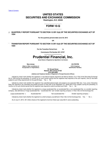 Thumbnail Prudential Financial 10-Q Quarterly Report FY2015 