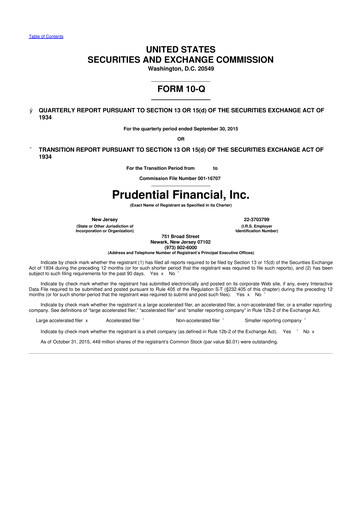 Thumbnail Prudential Financial 10-Q Quarterly Report FY2015 