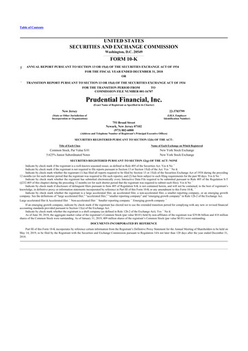 Thumbnail Prudential Financial 10-K Annual Report 2018