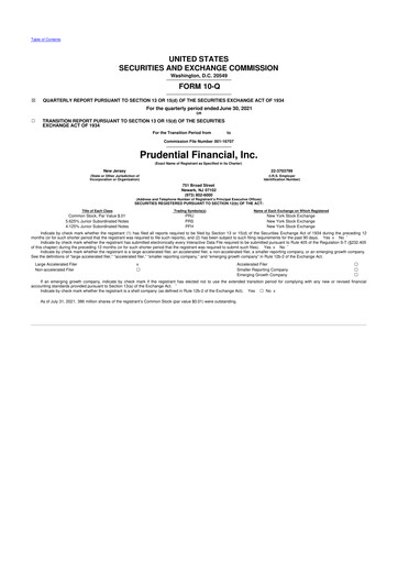 Thumbnail Prudential Financial 10-Q Quarterly Report FY2021 