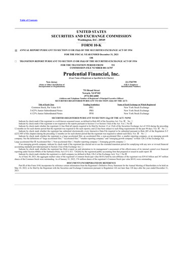 Thumbnail Prudential Financial 10-K Annual Report 2021