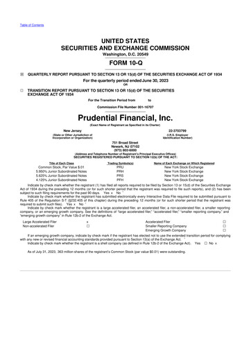 Thumbnail Prudential Financial 10-Q Quarterly Report FY2023 