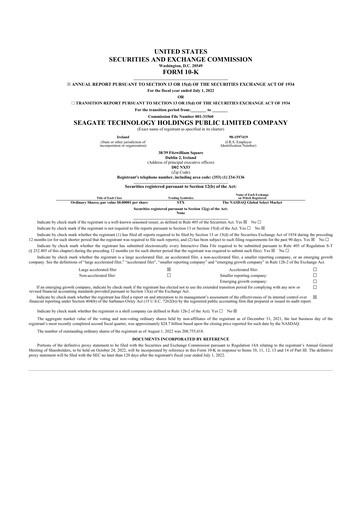 Thumbnail Seagate Technology 10-K Annual Report 2022