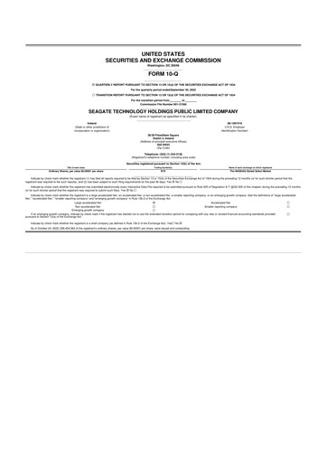 Thumbnail Seagate Technology 10-Q Quarterly Report FY2023 