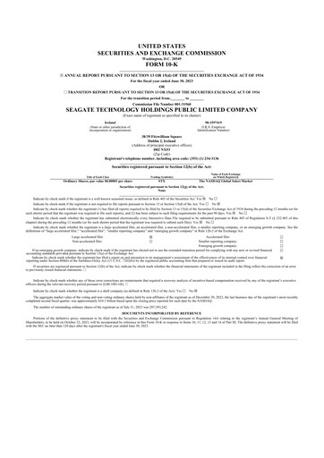 Thumbnail Seagate Technology 10-K Annual Report 2023