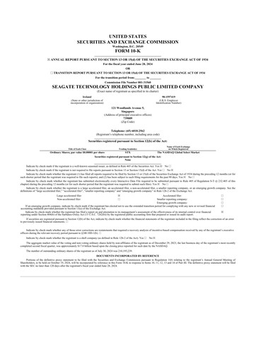 Thumbnail Seagate Technology 10-K Annual Report 2024