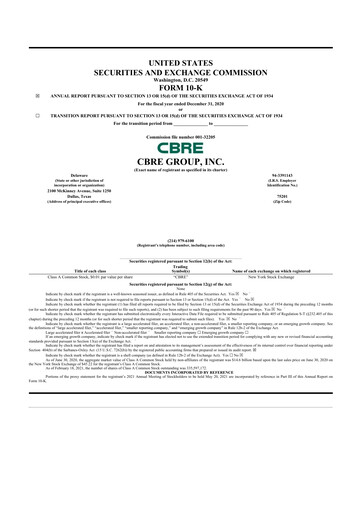 Thumbnail CBRE Group
 10-K Annual Report 2020