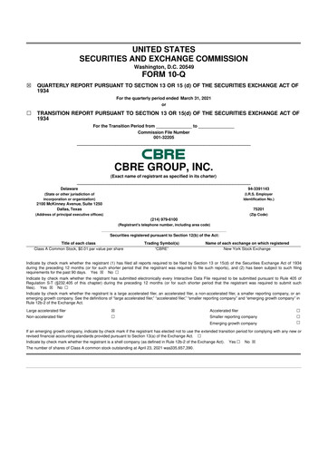 Thumbnail CBRE Group
 10-Q Quarterly Report FY2021 