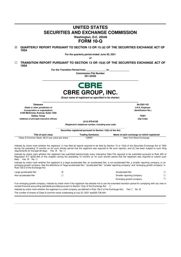 Thumbnail CBRE Group
 10-Q Quarterly Report FY2021 