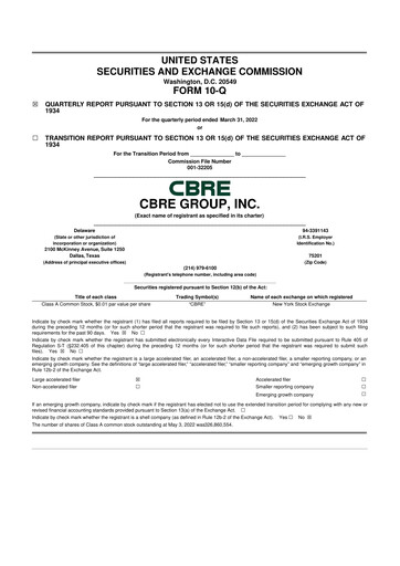 Thumbnail CBRE Group
 10-Q Quarterly Report FY2022 
