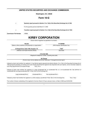 Thumbnail Kirby Corporation
 10-Q Quarterly Report FY 