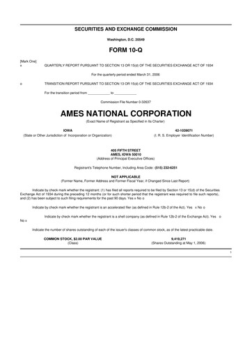 Thumbnail Ames National Corp. 10-Q Quarterly Report FY 