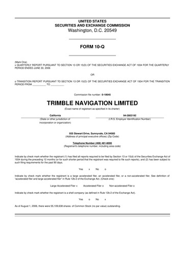 Thumbnail Trimble 10-Q Quarterly Report FY 