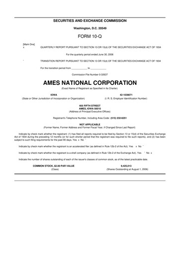 Thumbnail Ames National Corp. 10-Q Quarterly Report FY 