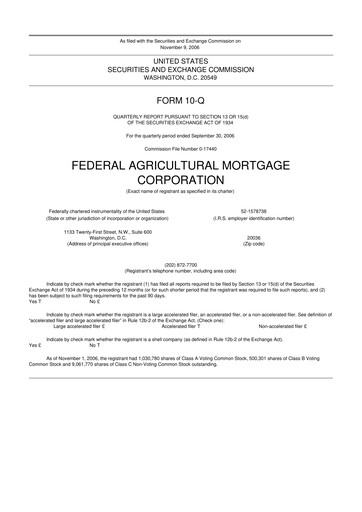 Thumbnail Federal Agricultural Mortgage Corporation 10-Q Quarterly Report FY 