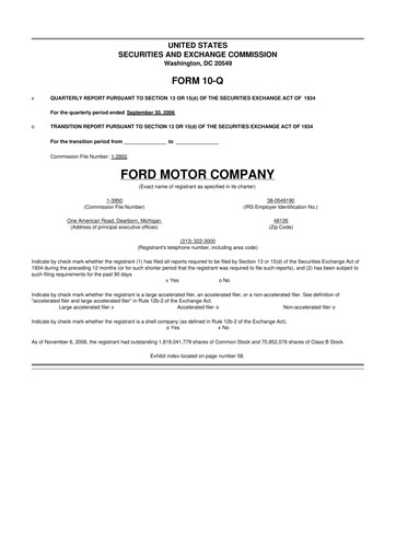 Thumbnail Ford 10-Q Quarterly Report FY 