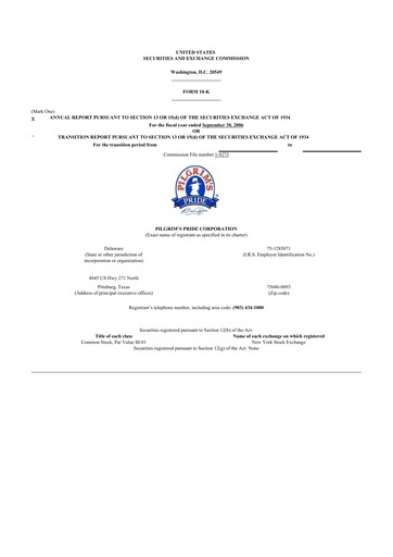 Thumbnail Pilgrim's Pride
 10-K Annual Report 