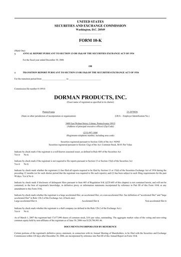 Thumbnail Dorman Products 10-K Annual Report 
