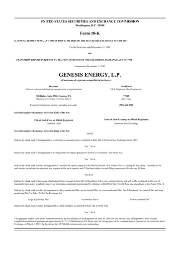 Thumbnail Genesis Energy  L.P. 10-K Annual Report 