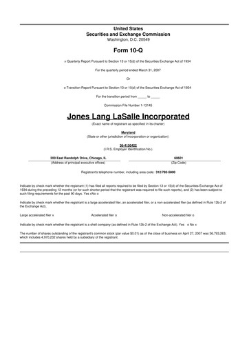 Thumbnail Jones Lang LaSalle 10-Q Quarterly Report FY 