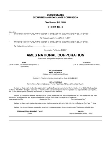 Thumbnail Ames National Corp. 10-Q Quarterly Report FY 