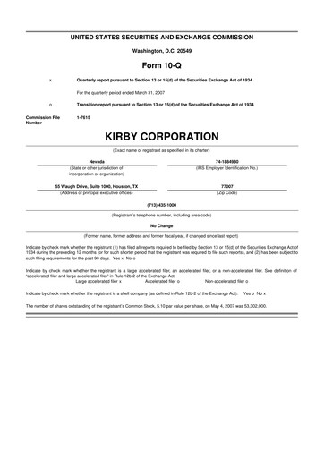 Thumbnail Kirby Corporation
 10-Q Quarterly Report FY 