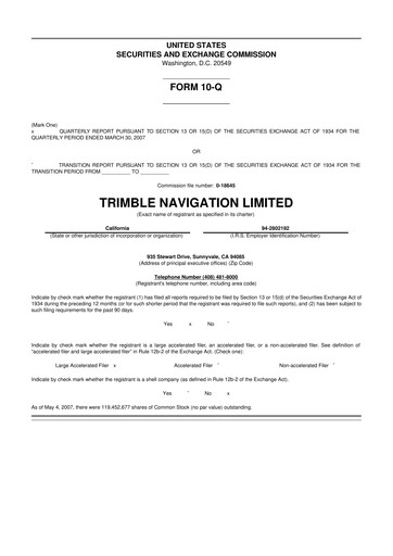 Thumbnail Trimble 10-Q Quarterly Report FY 
