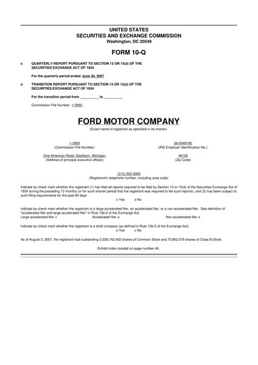 Thumbnail Ford 10-Q Quarterly Report FY 