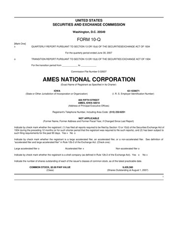 Thumbnail Ames National Corp. 10-Q Quarterly Report FY 